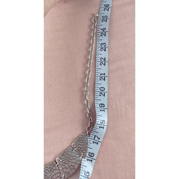 Premier Designs Silver Coker Necklace Exotic Reptile Enprint Tribal Double Sided - Picture 12 of 15